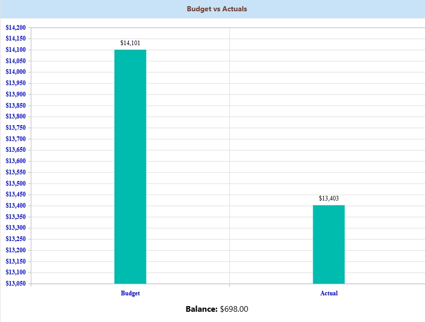 Budget vs actuals comparison for construction projects